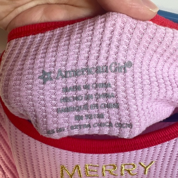 American Girl Pink and Red Festive Holiday Christmas Pyjama Top XS Girls - Picture 5 of 6